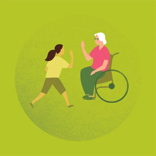 youth greeting adult