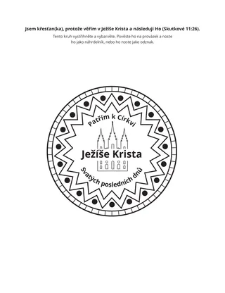 stránka s činnostmi: Jsme křesťané, protože věříme v Ježíše Krista a následujeme Ho
