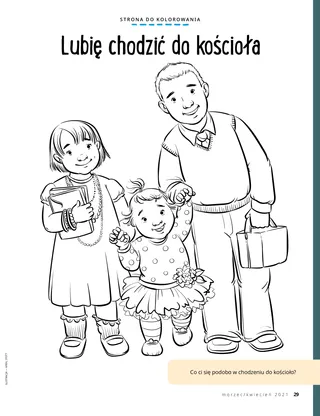 coloring page of children walking to church