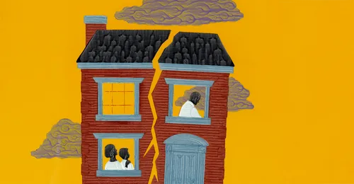 house with a crack down the middle