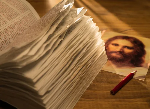 Book of Mormon with image of Christ