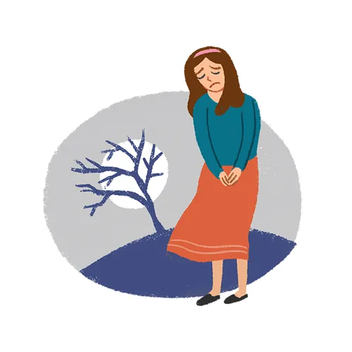 young woman looking lonely and sad