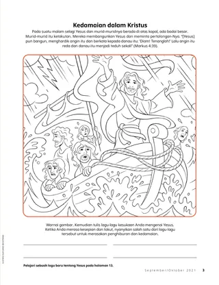 coloring page of Jesus calming the storm