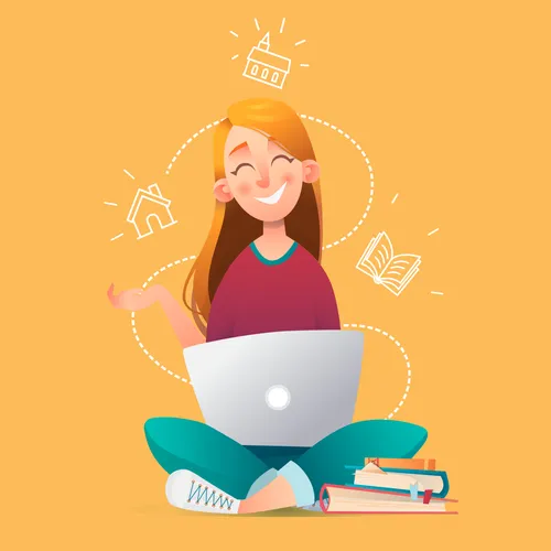 young woman at computer