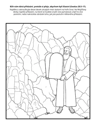 Stránka s činností pro Primárky: Bůh nám dává přikázání, protože si přeje, abychom byli šťastní