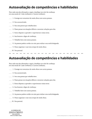 Autoavaliação de competências e habilidades