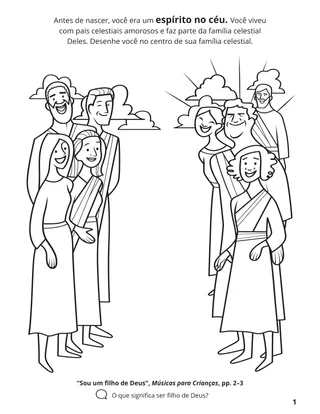 página 1 do livro de colorir Reunir a Família de Deus