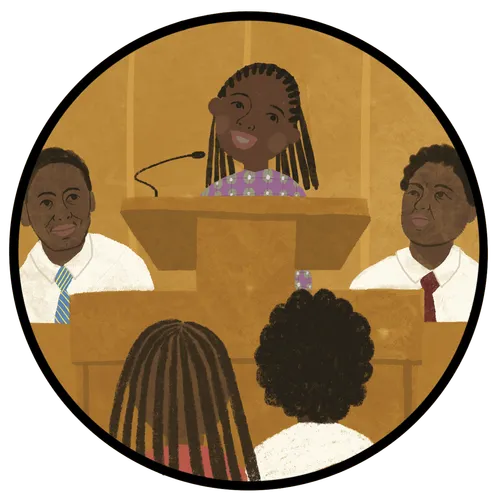 女孩在教会作见证