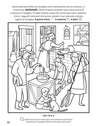 pagina 22 del libro da colorare Radunare la famiglia di Dio 