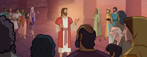 Jesus teaching in the temple.