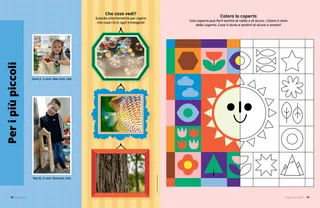 PDF della pagina con l’attività per colorare la coperta e immagini ingrandite di bolle, pesci e corteccia d’albero