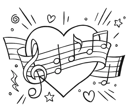 Heart with music notes