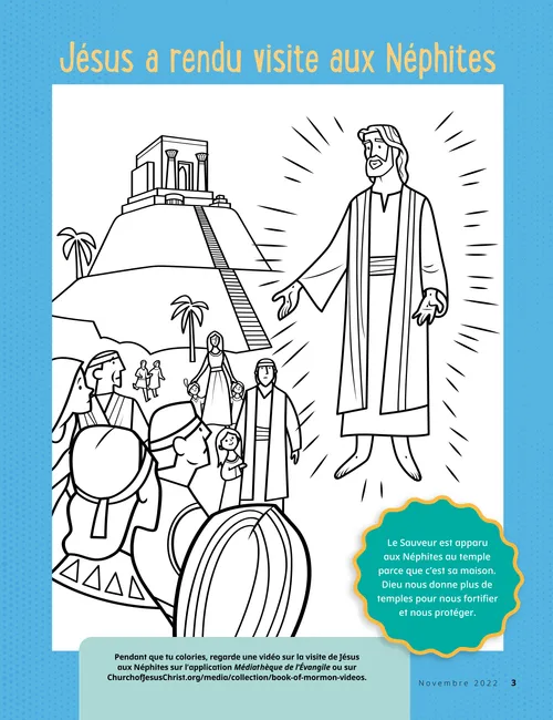 coloriage de Jésus apparaissant aux Néphites