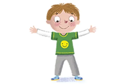 boy stretching out arms