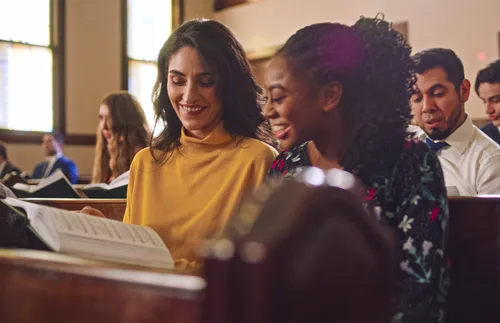 people singing in church