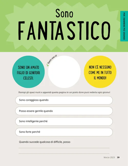 PDF della pagina con un modulo che i bambini possono compilare su se stessi