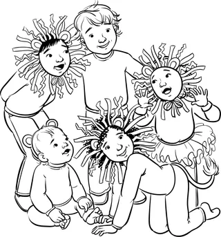 children playing Daniel and lions
