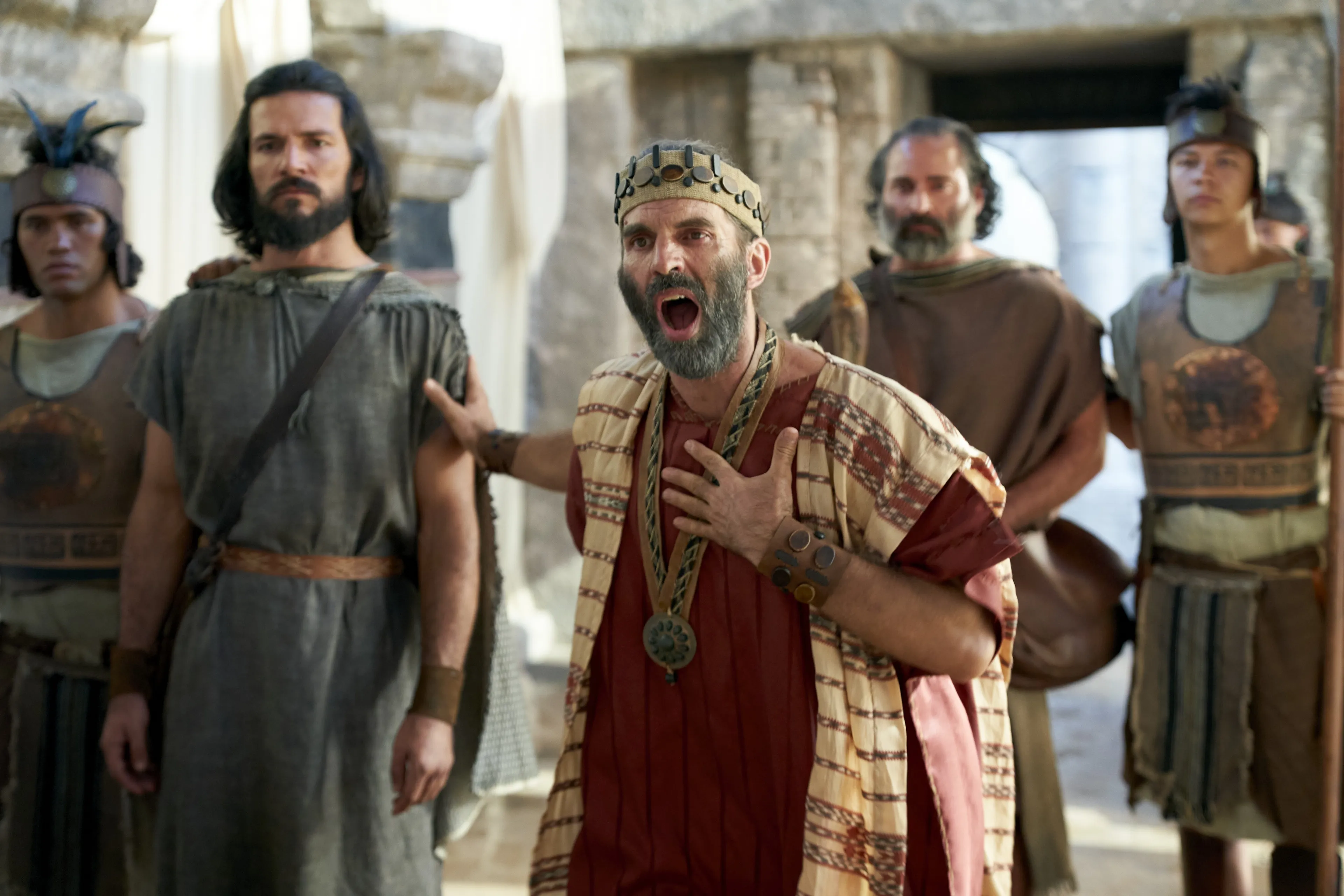 Zeezrom tries to defend Alma the Younger and Amulek as they are brought before a judge of Ammonihah.