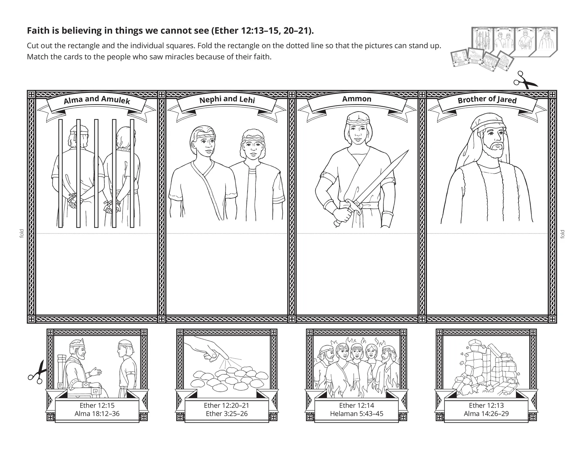 A line-art drawing of Book of Mormon prophets.
