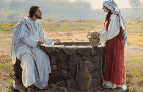 Jesus teaching the woman at the well