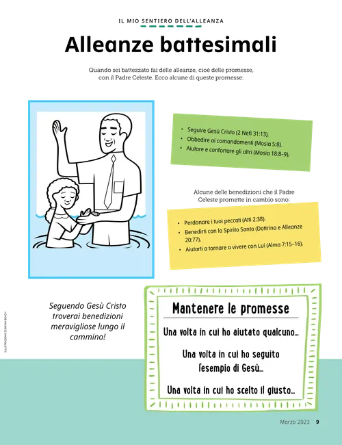 PDF della pagina con attività da colorare di un uomo che battezza una bambina