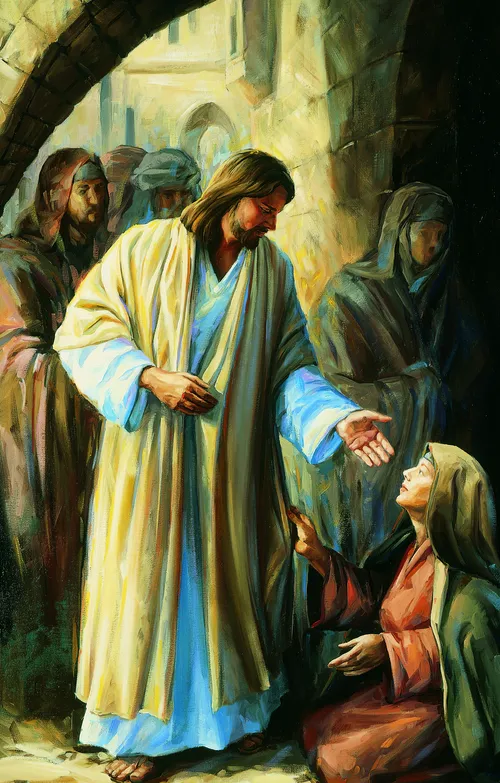 Christ with kneeling woman