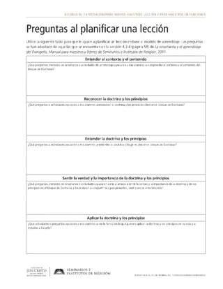 volante, Preguntas al planificar una lección