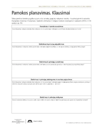 dalijamoji medžiaga, Pamokos planavimas. Klausimai