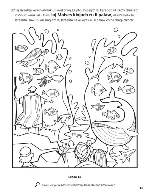 Parting the Red Sea coloring page