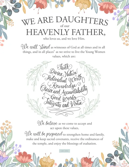 The Young Women theme with an embellished flower border.