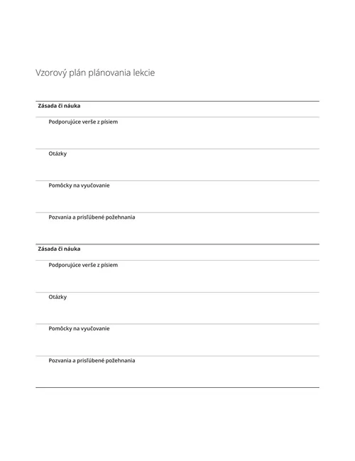 Vzorový plán plánovania lekcie