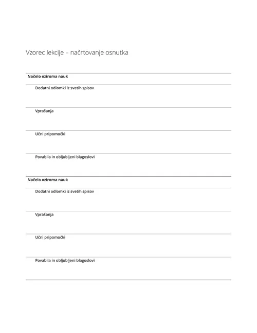 Primer lekcije – Načrt osnutka