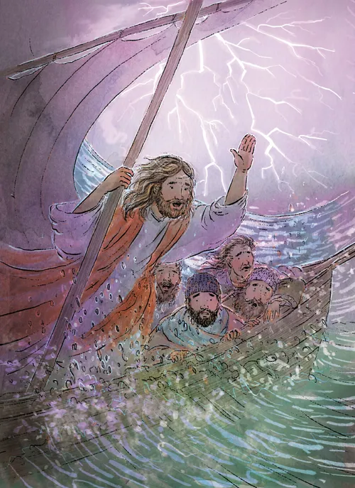 Illustration of little girl with eyes closed and hands on her heart