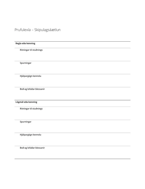 Lexíudæmi – Kennsluáætlun