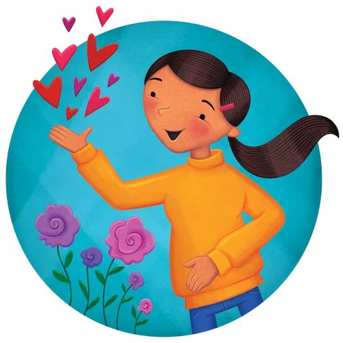 young woman spreading love