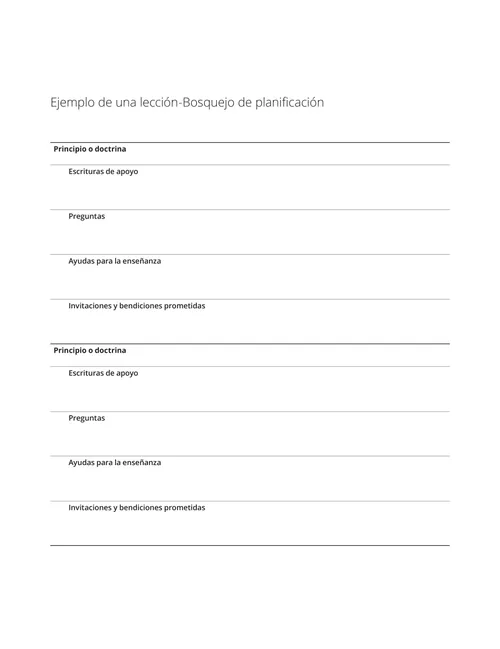 Ejemplo de una lección—Bosquejo de planificación