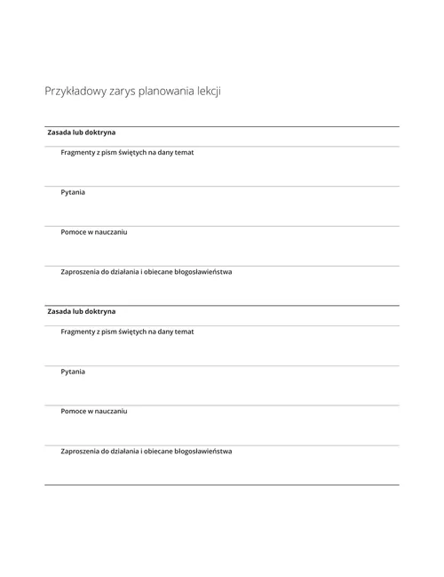 Przykładowy zarys planowania lekcji