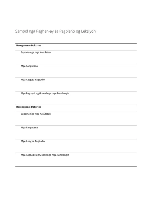 Sampol nga Latid sa Pagplano og Leksiyon