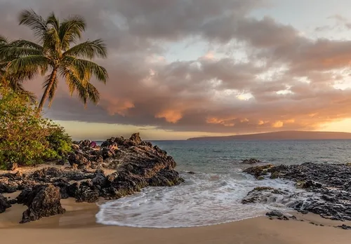 Sunset on a beach in Maui