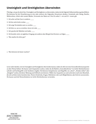 Arbeitsblatt: „Wie man Spaltungen und Streitigkeiten überwindet“