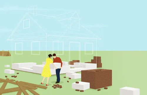 couple building a house