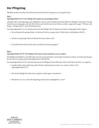 Arbeitsblatt: „Der Pfingsttag“
