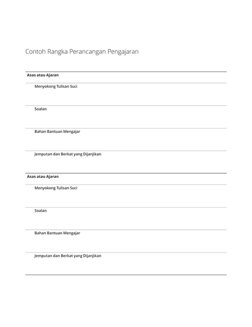 Contoh Rangka Perancangan Pengajaran