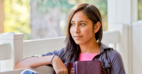 young woman with scriptures