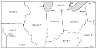 오하이오주에서 미주리주까지의 지도
