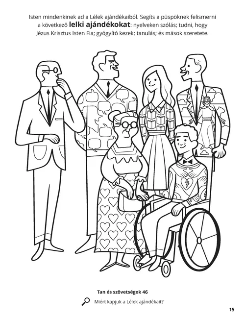 Színezős PDF: különböző korú, magasságú és képességű férfiak és nők