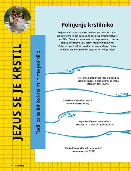 Stran v PDF-ju s pobarvanko deklice, ki se bo krstila