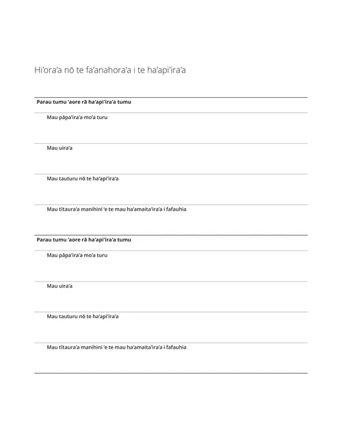 Hi’ora’a arata’ira’a ha’api’ira’a