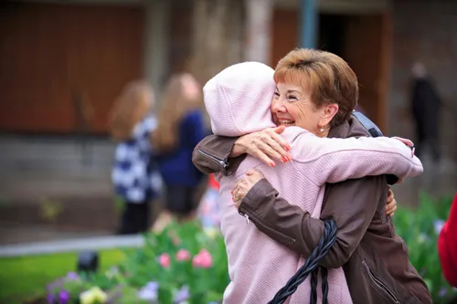 women hugging