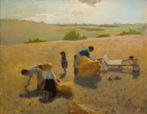 Painting of women gleaning wheat.